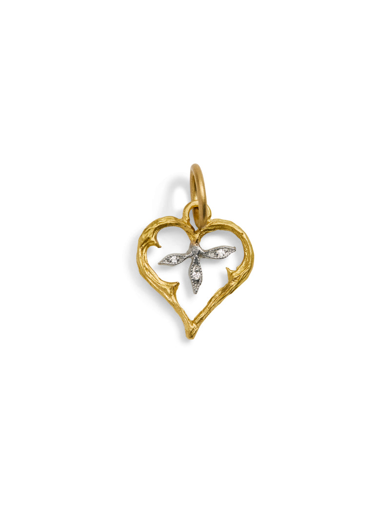 Branched Heart Yellow Gold & Platinum Charm