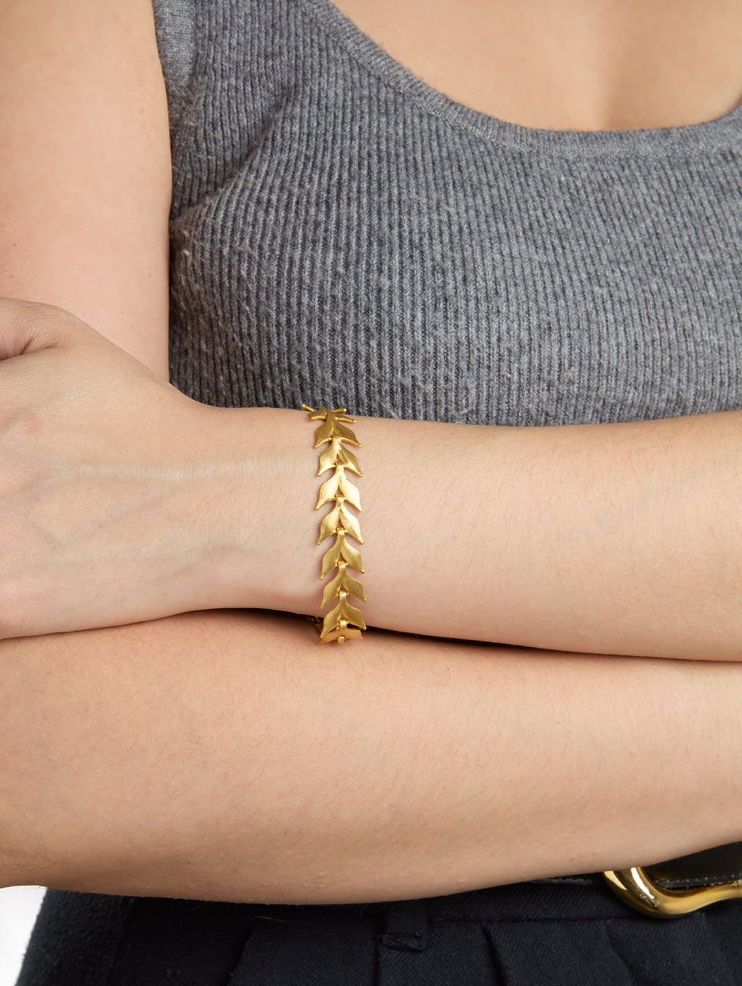 Flexible Wheat Yellow Gold Bracelet