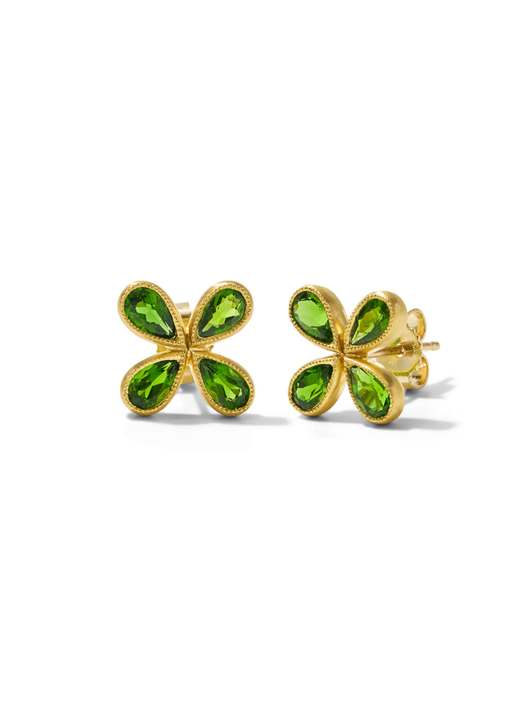 Chrome Diopside Yellow Gold Star Posts