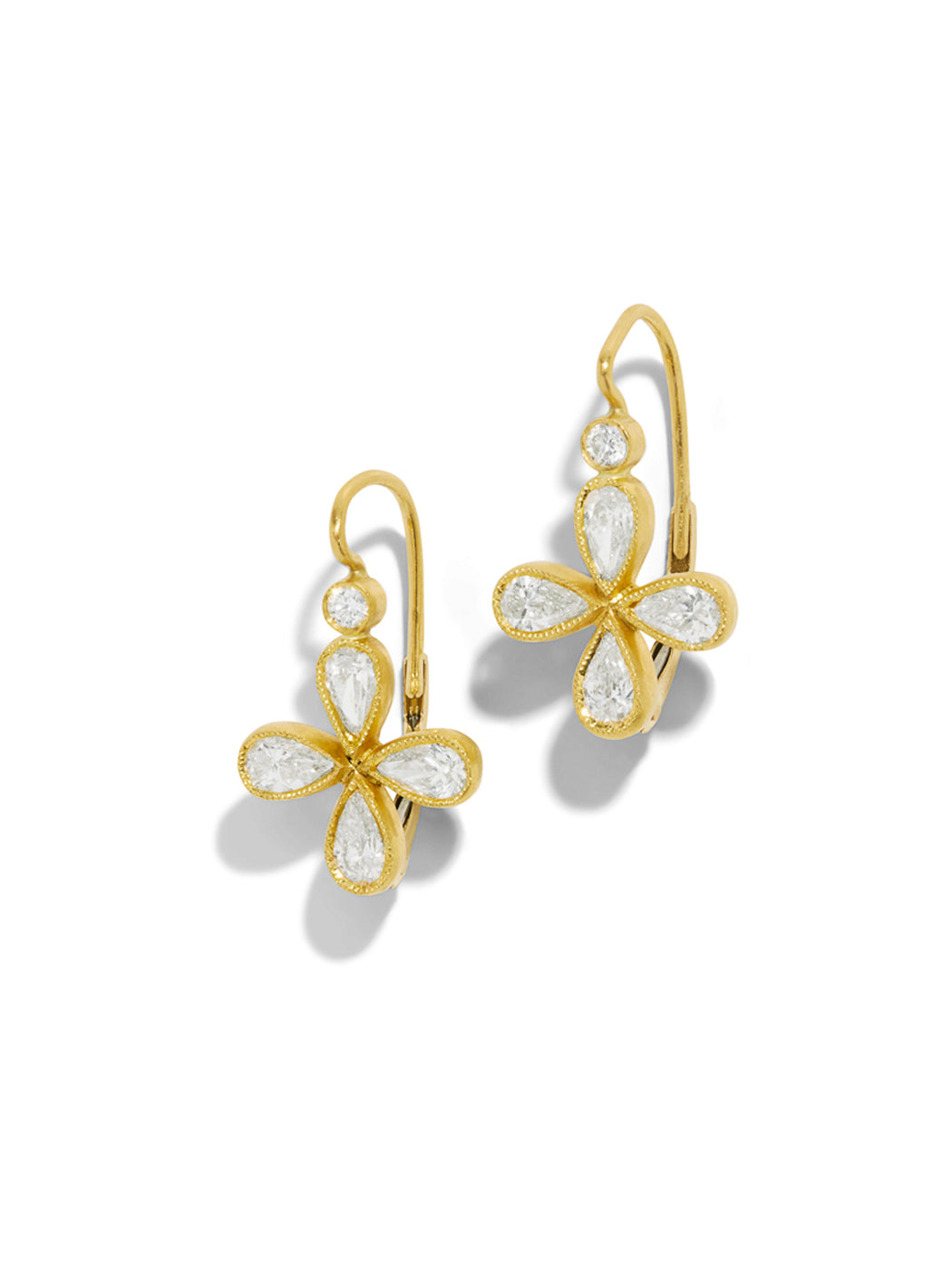 Diamond Star Yellow Gold Earrings