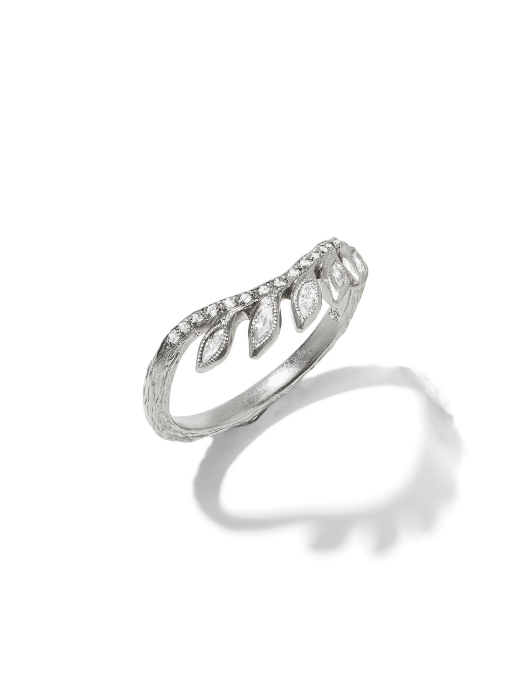 Diamond Marquise Curved Wheat Platinum Band