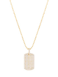 Diamond Dog Tag Yellow Gold Necklace