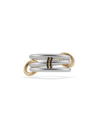 Dion SG Noir Sterling Silver & Yellow Gold Black Diamond Ring