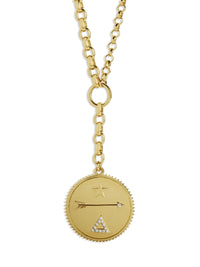 Large Dream Medallion On Mixed Medium and Large Belcher Yellow Gold Necklace