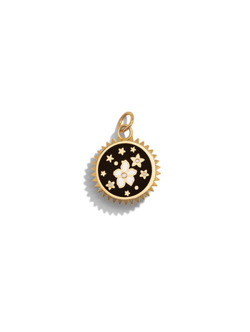 Petite Dark Blossoms Resilience Yellow Gold Medallion Charm