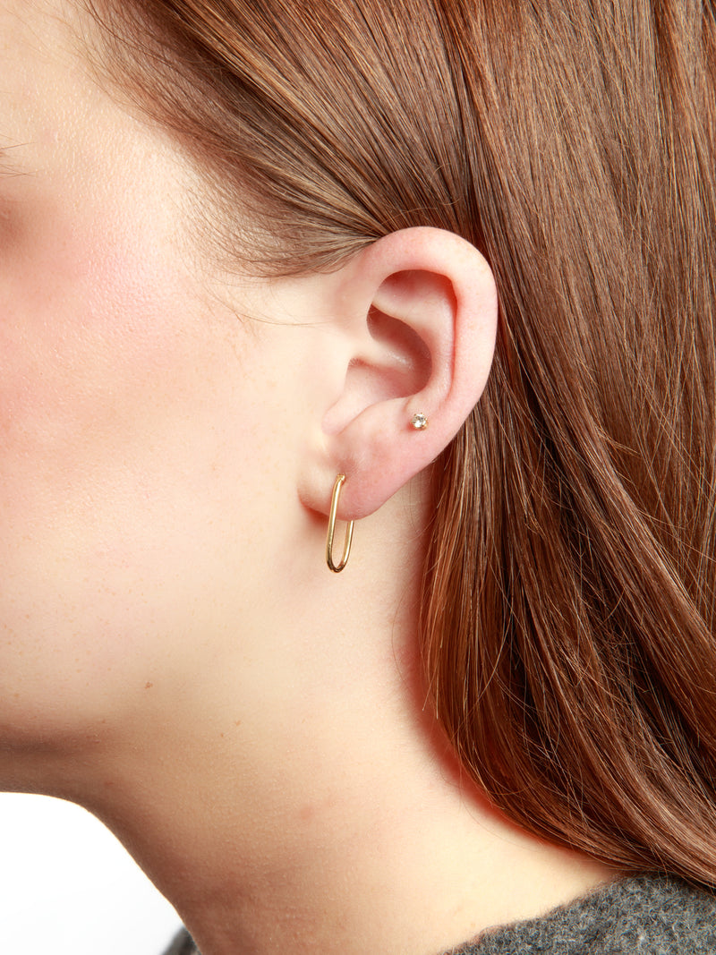Small Fob Yellow Gold Single Earring