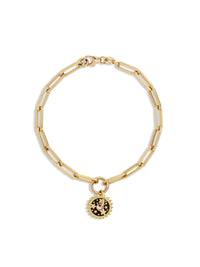 Dark Blossom Resilience Disk On Yellow Gold Clip Chain Bracelet