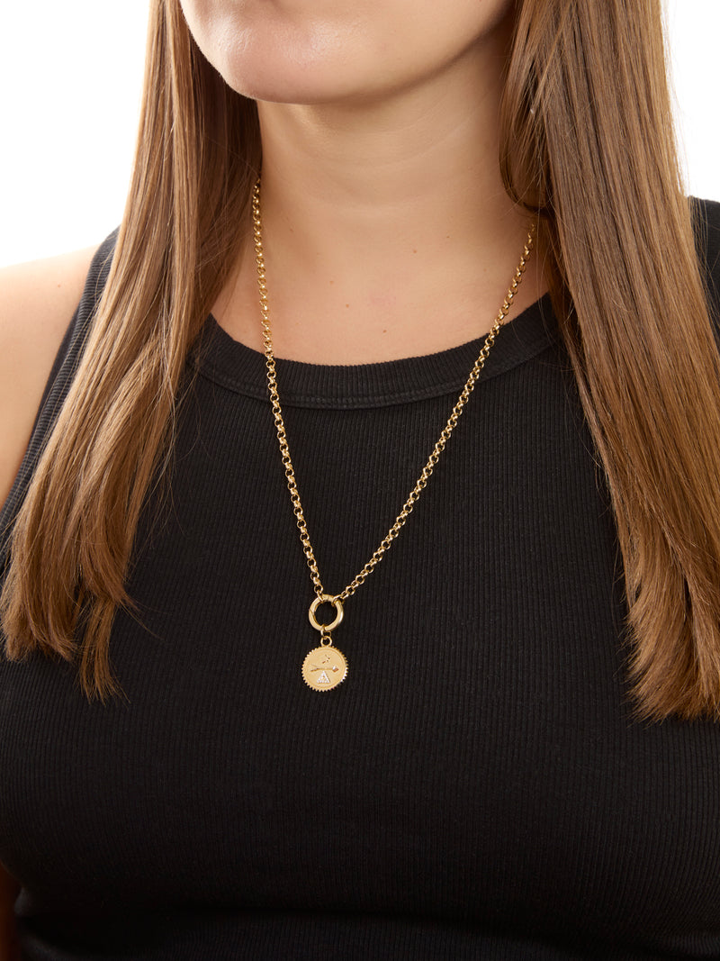 Medium Open Belcher Yellow Gold Chain Necklace