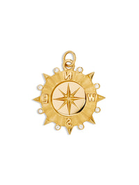 Medium Diamond Internal Compass Yellow Gold Medallion