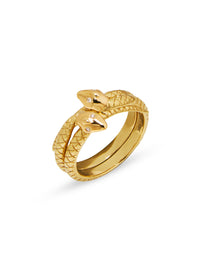 Snake Bookend Yellow Gold Ring