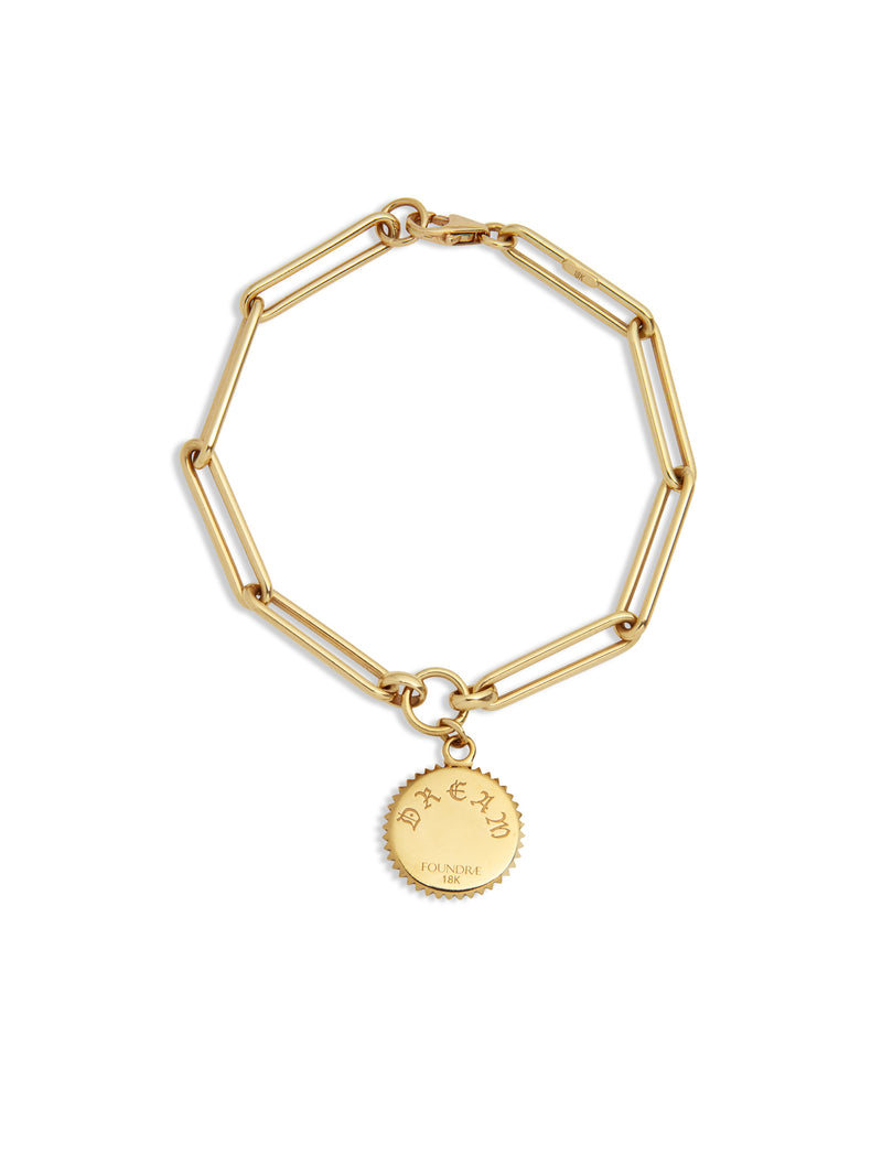 Baby Dream Medallion on Extended Clip Chain Yellow Gold Bracelet