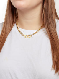 Oversized Belcher Sister Hook Yellow Gold Necklace