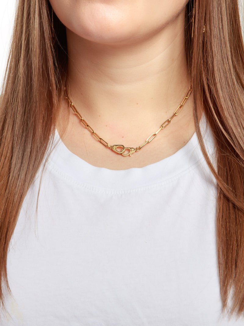 Classic FOB Clip Chain Sister Hook Yellow Gold Necklace