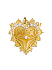 Graduated Diamond Radiating Heart Love Token Medallion