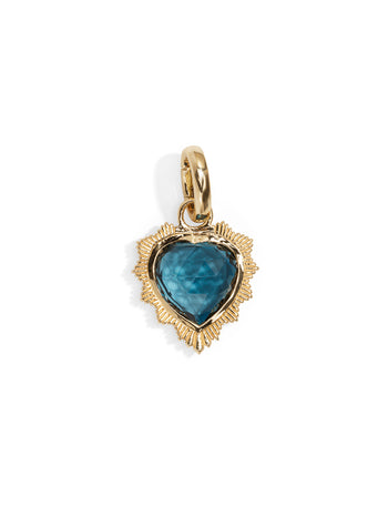 London Blue Topaz Heart Medallion with Oval Pushgate