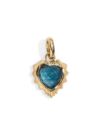 London Blue Topaz Heart Medallion with Oval Pushgate