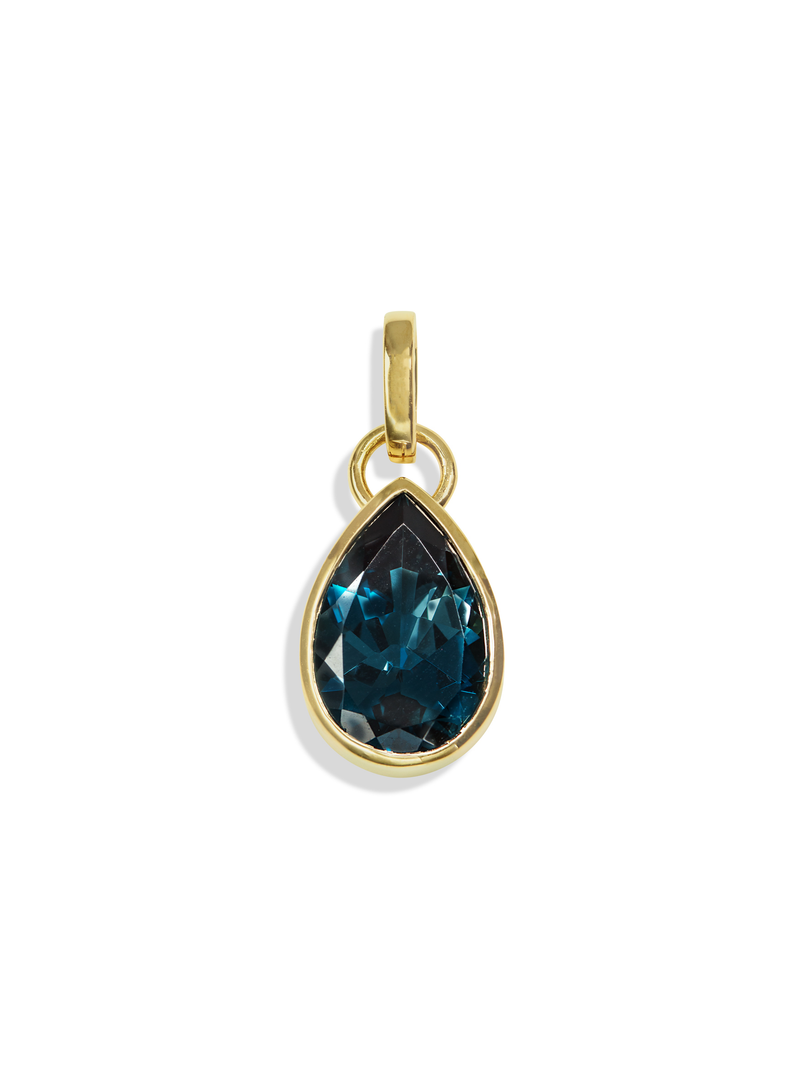 Forever & Always a Pair 6ct London Blue Topaz Pear Pendant with Oval Pushgate