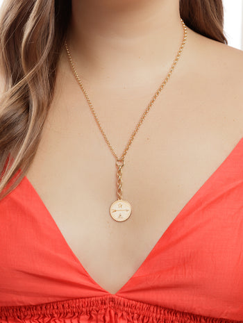 Baby Dream Medallion On Mixed Fine and Small Yellow Gold Belcher Necklace