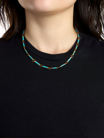 Turquoise Element Yellow Gold Chain Necklace