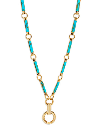 Turquoise Element Yellow Gold Clockweight Chain Necklace