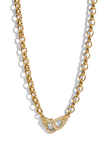 Heavy Belcher Pave Sister Hook Yellow Gold Necklace