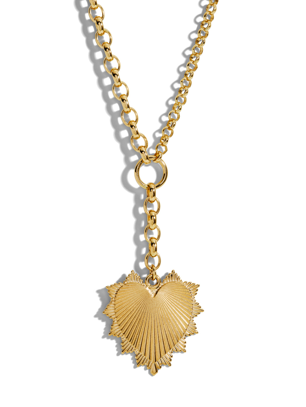 Oversized Love Token on Heavy Mixed Belcher Yellow Gold Necklace