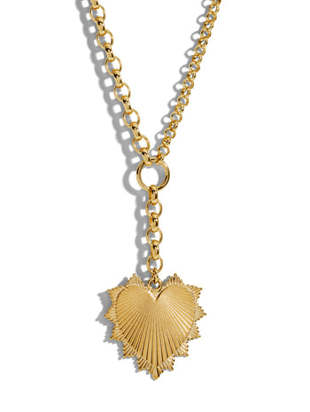 Oversized Love Token on Heavy Mixed Belcher Yellow Gold Necklace