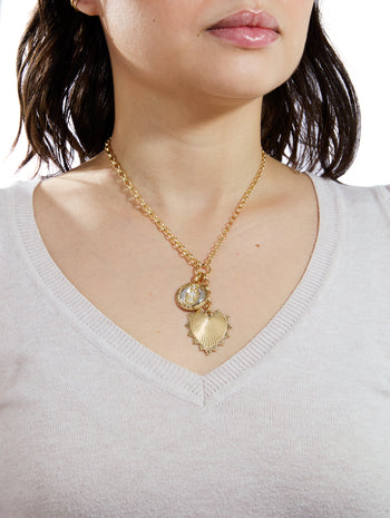 Oversized Love Token on Heavy Mixed Belcher Yellow Gold Necklace