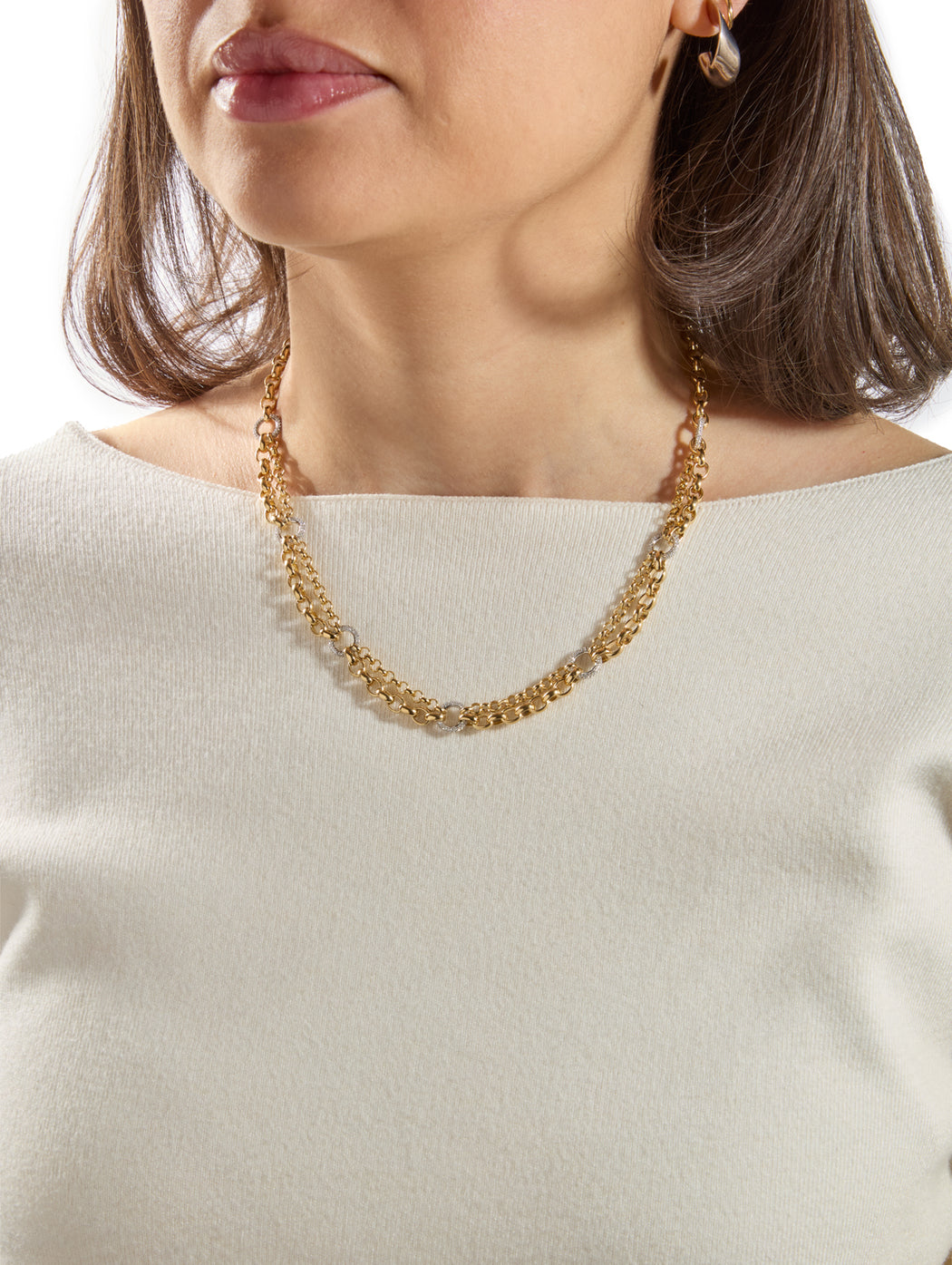 Heavy Mixed Double Belcher Diamond Chain Necklace