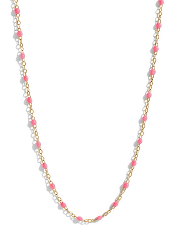 Classic Gigi Pink Resin Yellow Gold Necklace