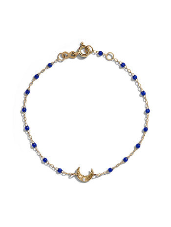 Classic Petite Moon Lapis Yellow Gold Bracelet