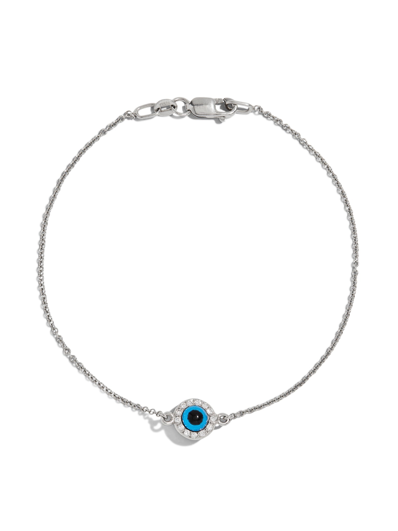 Diamond and Glass Double Evil Eye White Gold Bracelet