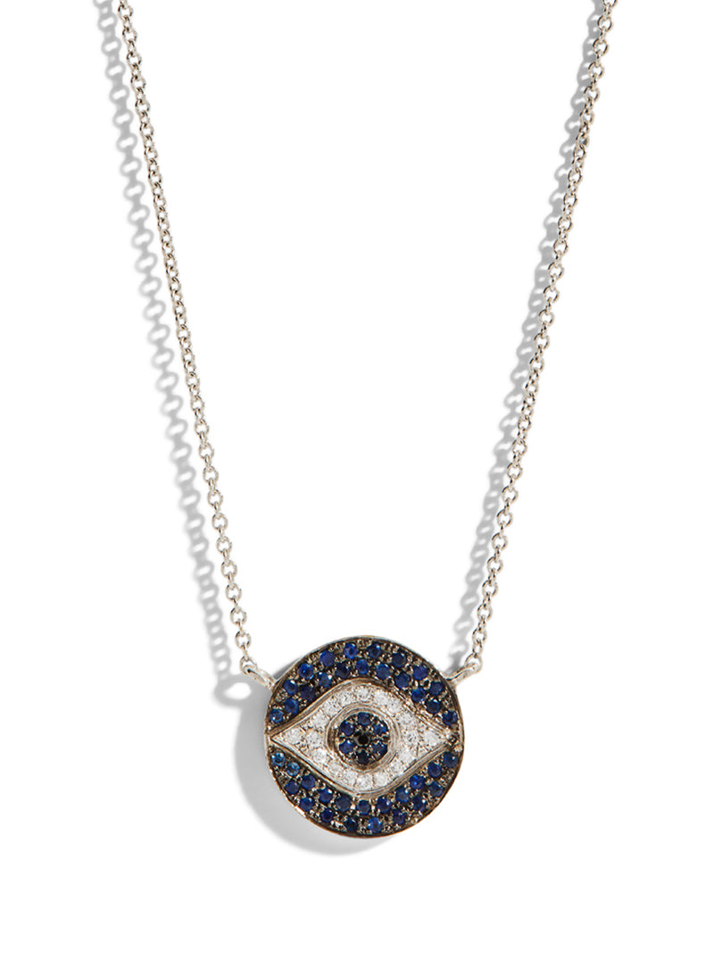 Mini Dawn Evil Eye White Gold Necklace