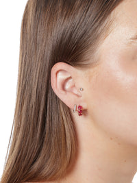 Ruby Huggie Hoop Rose Gold Earrings