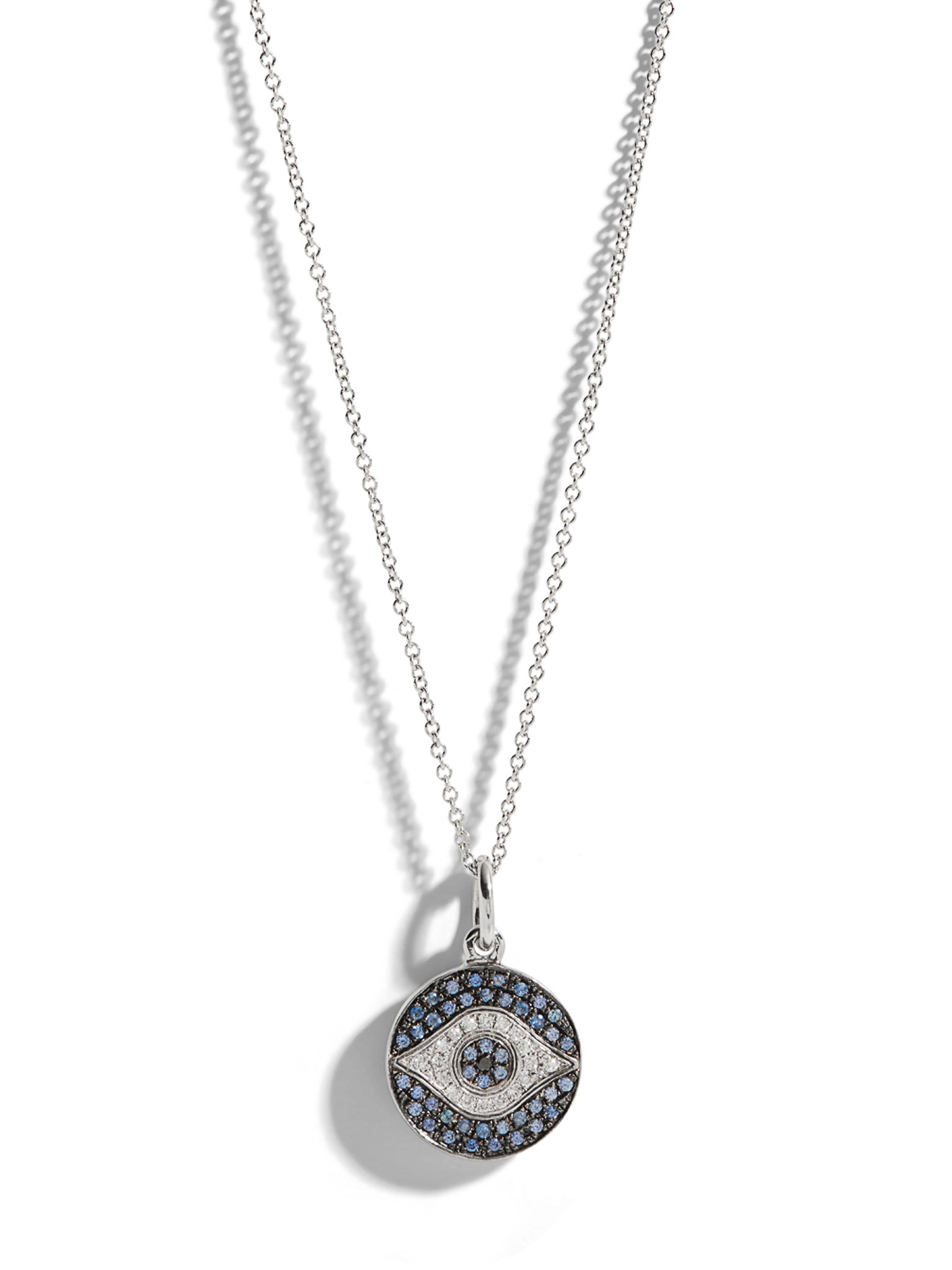 Mini Dawn Evil Eye White Gold Pendant Necklace