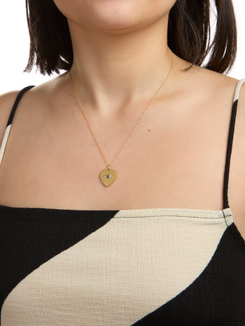 Evil Eye Heart Yellow Gold Necklace