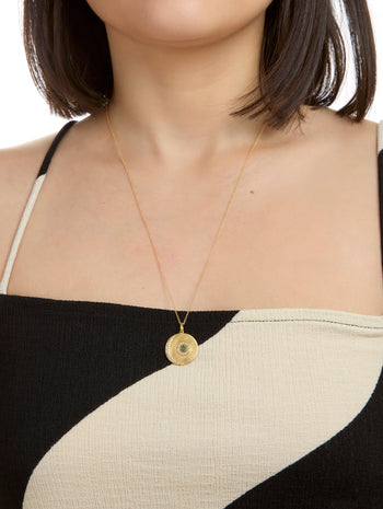 Evil Eye Moon Yellow Gold Necklace
