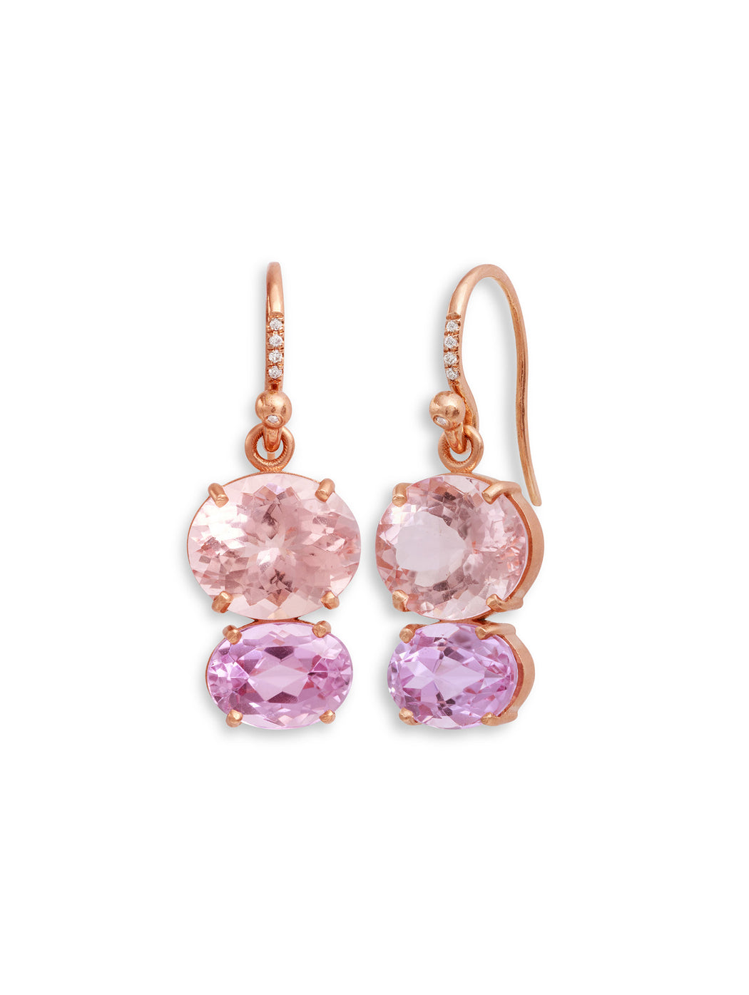 Gemmy Gem Morganite & Kunzite Rose Gold Earrings