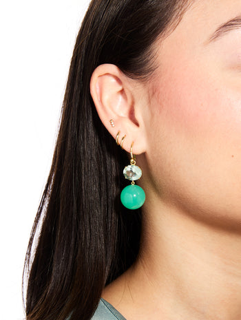 Green Tourmaline & Chrysoprase Gumball Yellow Gold Earrings