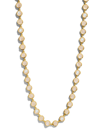 Small Classic Link Rainbow Moonstone Yellow Gold Necklace