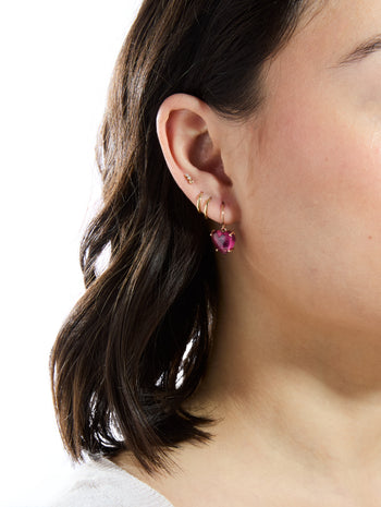 Pink Tourmaline Heart Rose Gold Drop Earrings