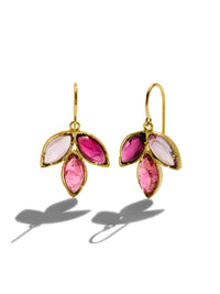 Garnet, Pink Tourmaline, & Rose of France Three Marquise Earrings