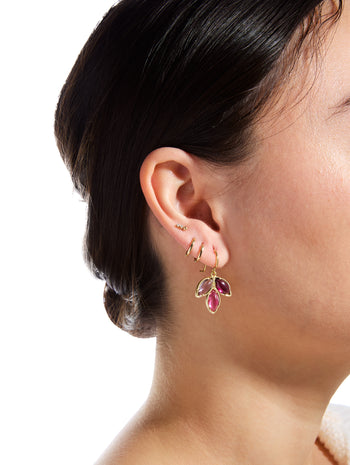 Garnet, Pink Tourmaline, & Rose of France Three Marquise Earrings