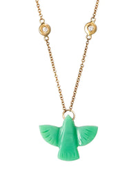 Baby Chrysoprase Thunderbird Yellow Gold Necklace