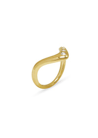 Graduated Diamond V Wave Yellow Gold Ring