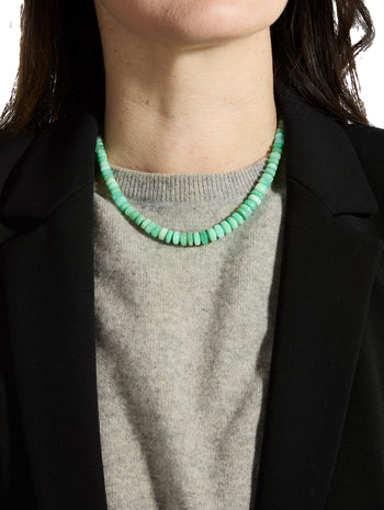 Graduated Chrysoprase Beaded Yellow Gold Necklace