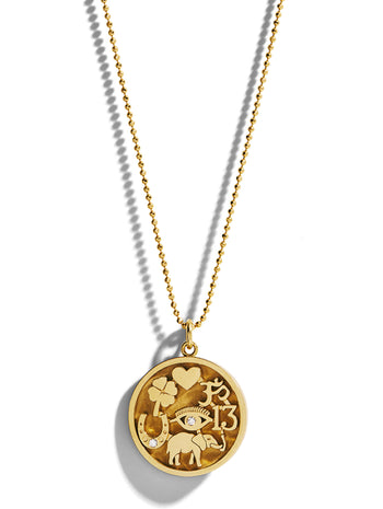 Good Luck Charm Yellow Gold Necklace