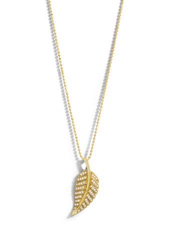 Diamond Leaf Yellow Gold Necklace