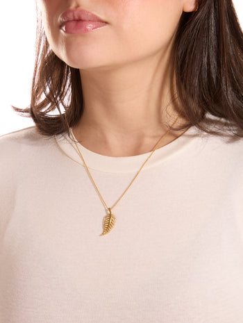 Diamond Leaf Yellow Gold Necklace