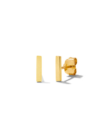 Bar Yellow Gold Stud Earrings